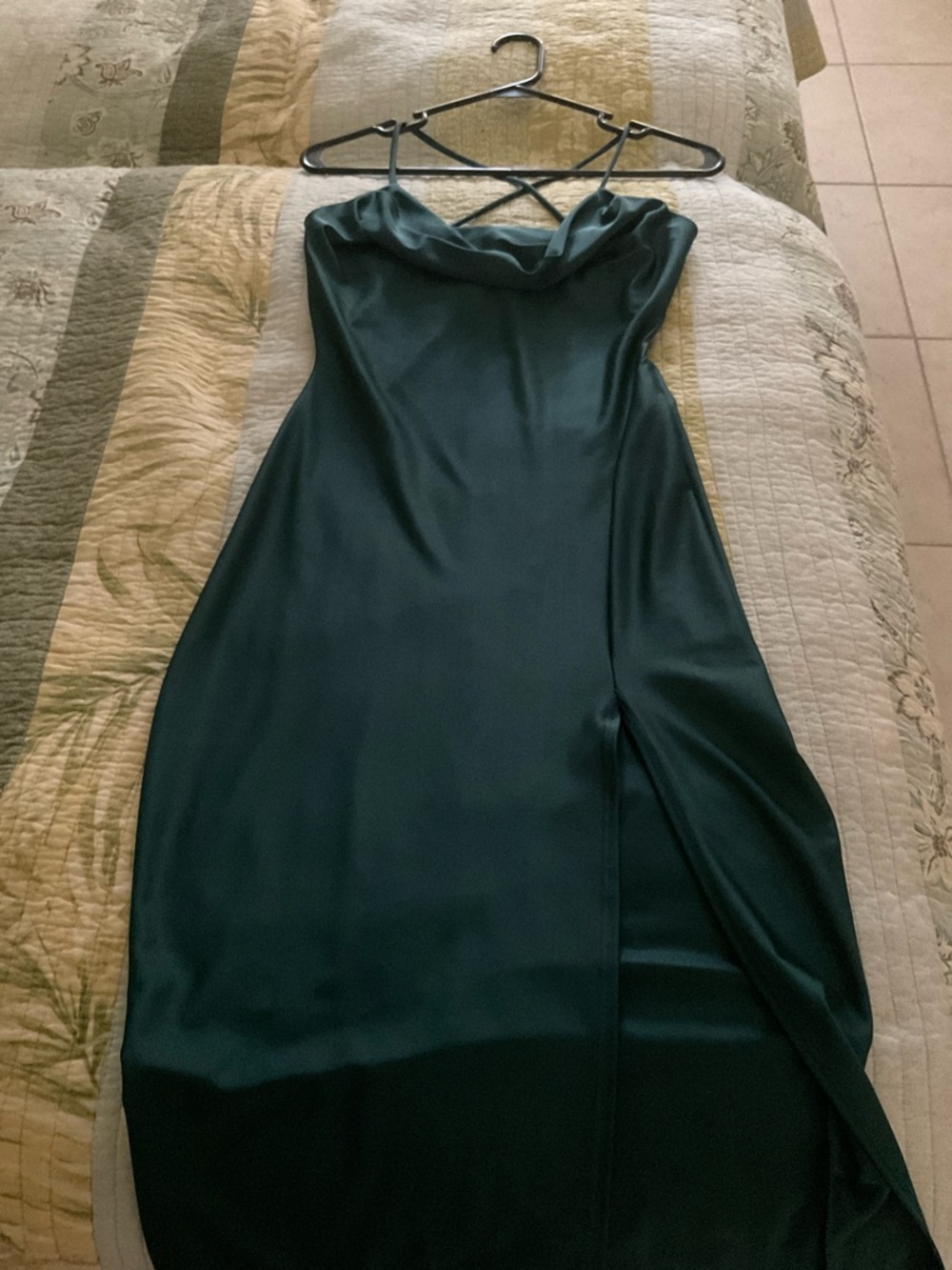 Windsor Emerald Green Satin Cowl-Front Maxi Dress